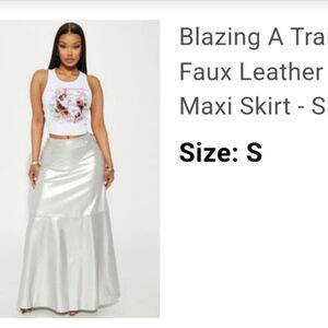 Silver Faux Leather Maxi Skirt